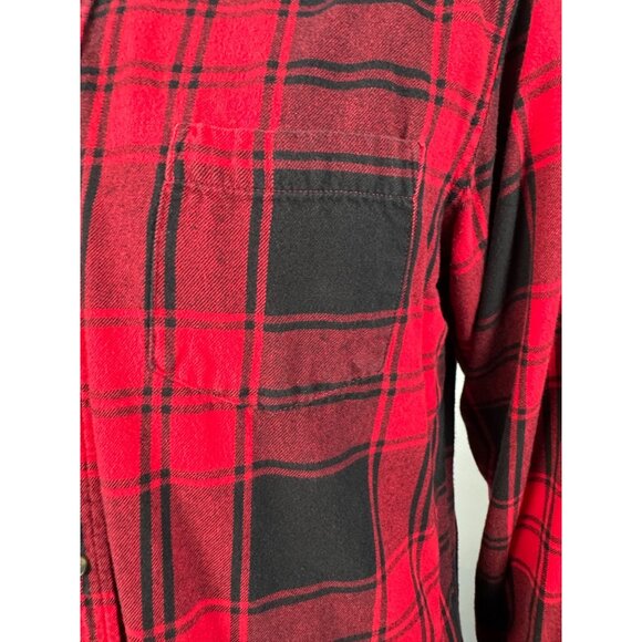 Mens Red & Black Plaid Button-Up Shirt By St. Johns Bay M - Picture 14 of 16